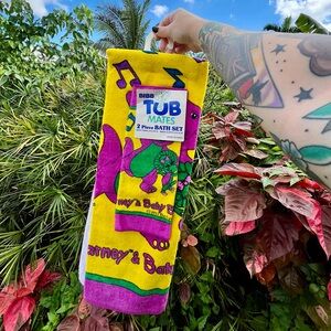 NWT Vintage 90s Barney & Baby Bop Bath Set Towel And Washcloth Retro